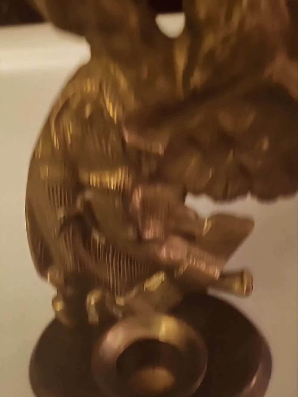 Brass Angel Candle Holder - Ornate Winged Figure